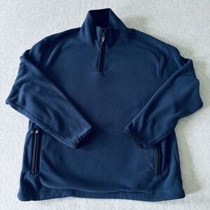 St. Johns Bay Jacket Men's Medium Blue Fleece  Pullover Quarter Zip Pockets